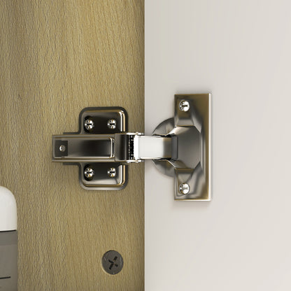 Bathroom Wall Cabinet with Mirror and Open Storage Shelves Natural