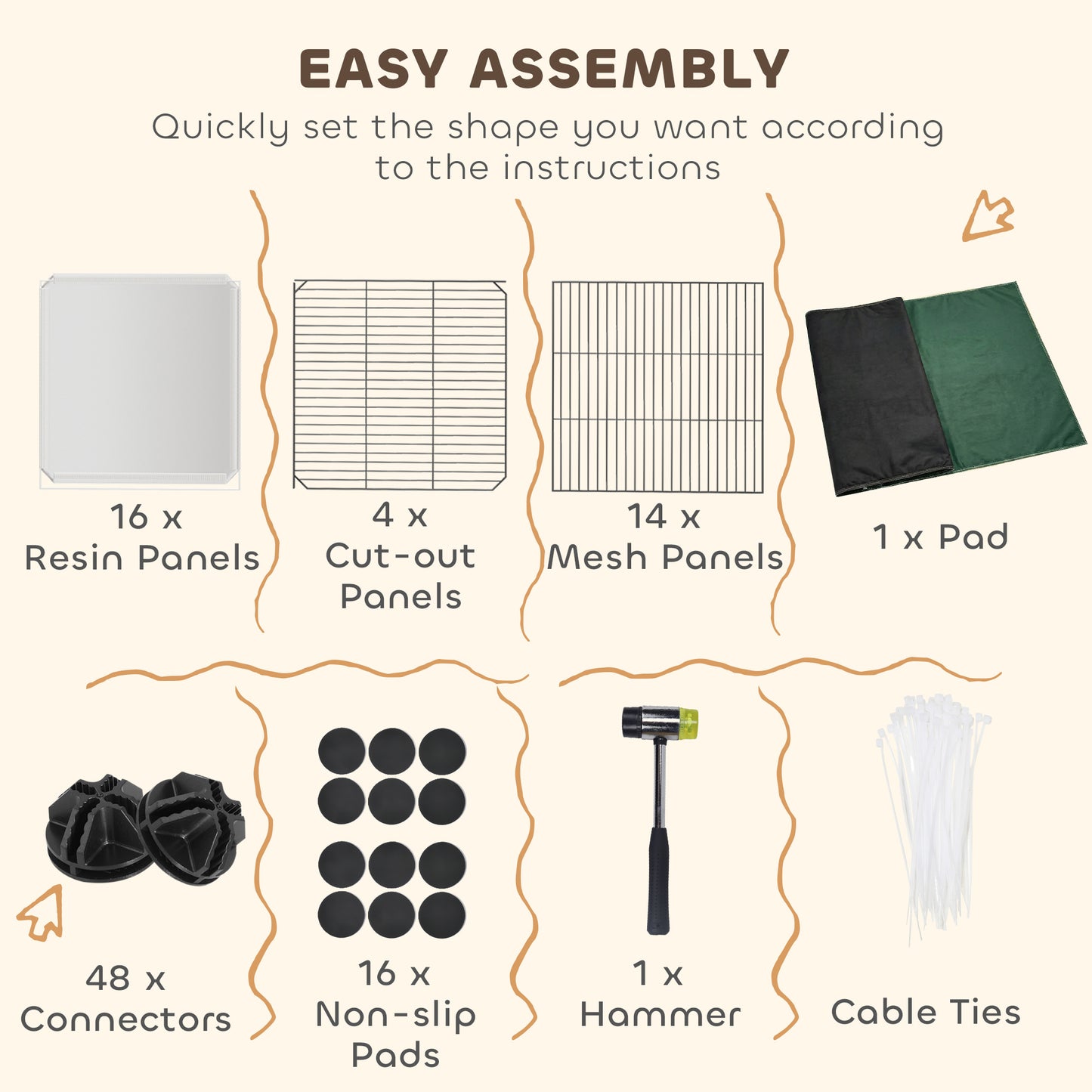 Pet Playpen with Waterproof Mat, DIY Small Animal Enclosure 34 Panels