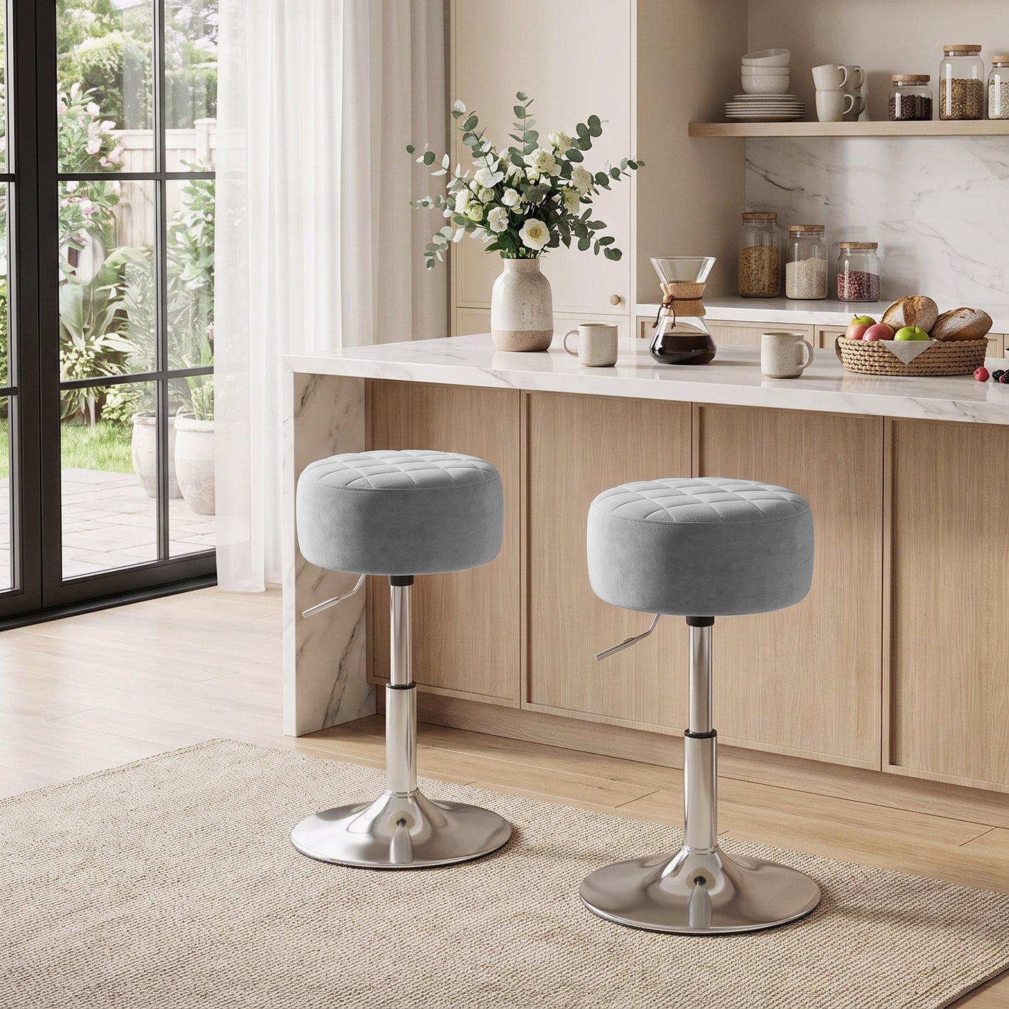 Bar Stool Adjustable Swivel 1 Piece, Grey