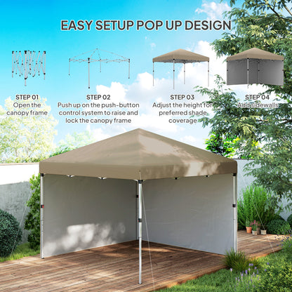 3x3 (M) Pop Up Gazebo Party Tent w/ 2 Sidewalls, Weight Bags Khaki