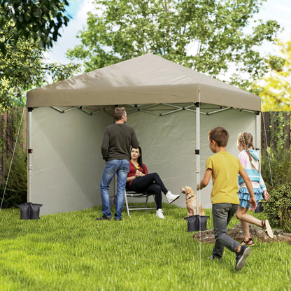 3x3 (M) Pop Up Gazebo Party Tent w/ 2 Sidewalls, Weight Bags Khaki