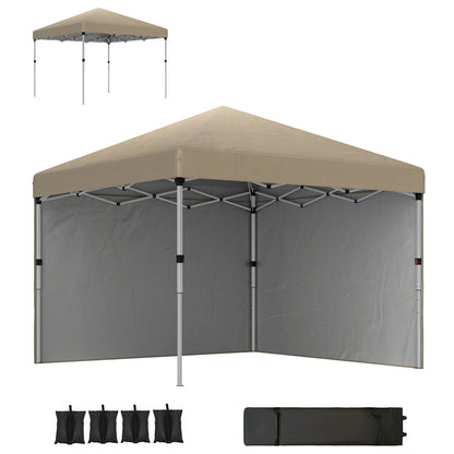 3x3 (M) Pop Up Gazebo Party Tent w/ 2 Sidewalls, Weight Bags Khaki
