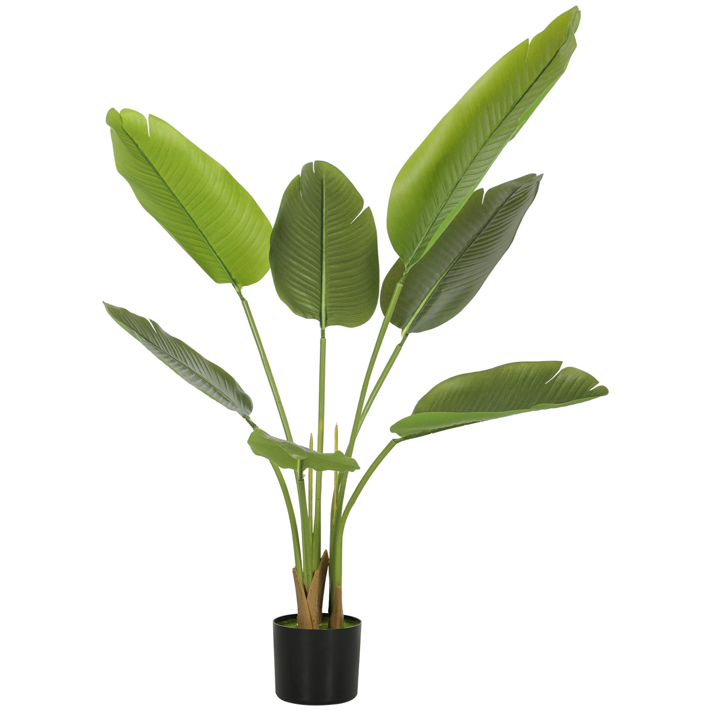 109cm Artificial Bird of Paradise Plant with Flocking in Pot, Green