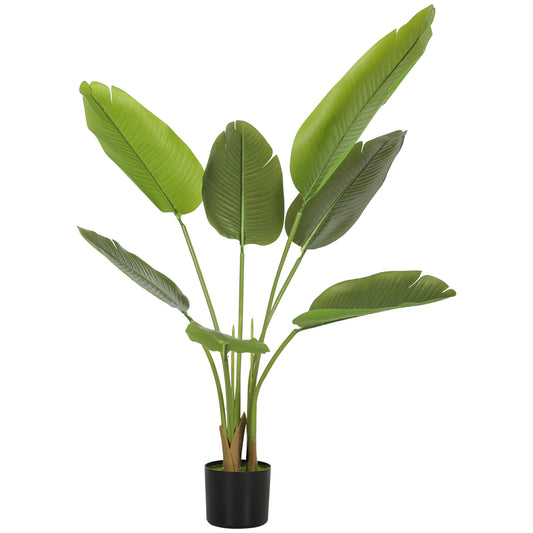 109cm Artificial Bird of Paradise Plant with Flocking in Pot, Green
