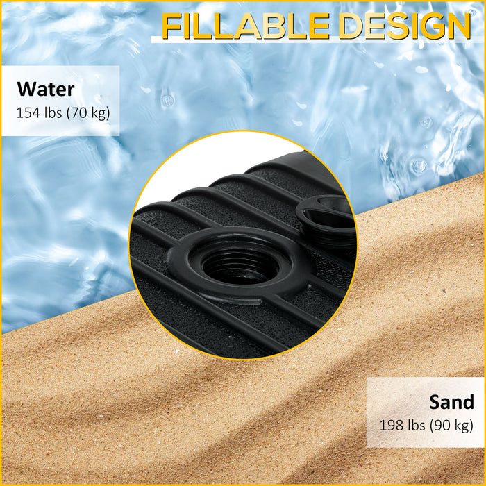 Heavy Duty Parasol Base Plastic Umbrella Stand for Cantilever Banana Parasol with Wheels, Water and Sand Filled