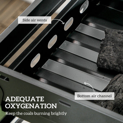 Portable Charcoal Grill with Pull-Out Charcoal Basin