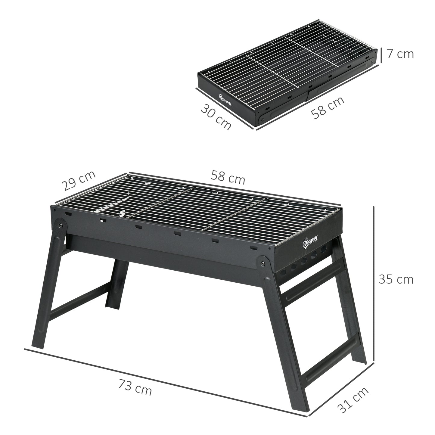 Portable Charcoal Grill with Pull-Out Charcoal Basin