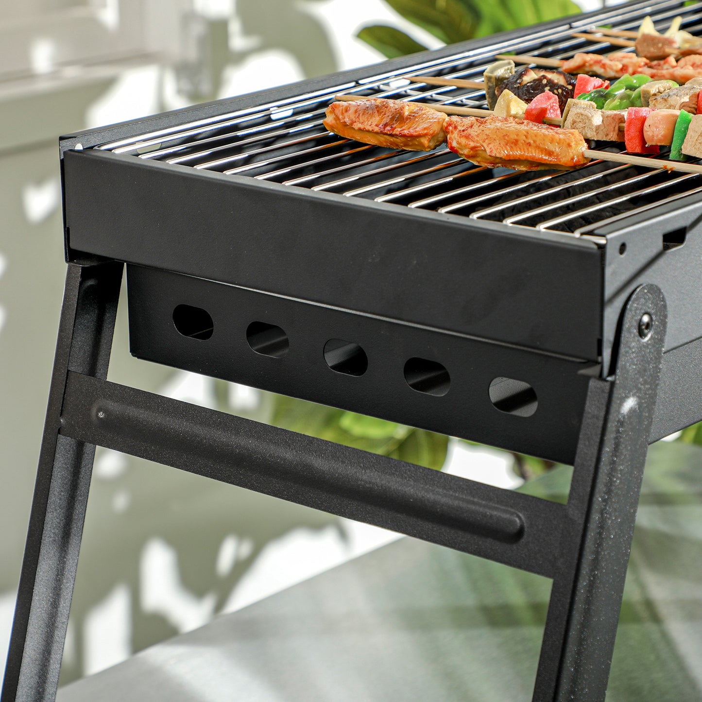 Portable Charcoal Grill with Pull-Out Charcoal Basin