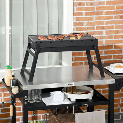 Portable Charcoal Grill with Pull-Out Charcoal Basin