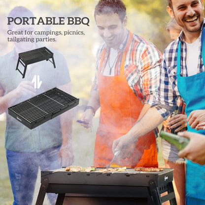Portable Charcoal Grill with Pull-Out Charcoal Basin