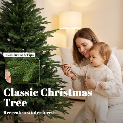150 cm Artificial Christmas Tree Solid Pine Wood Stand, Green