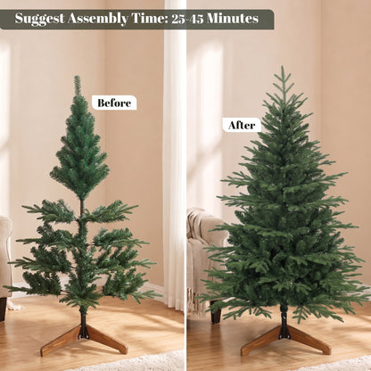 150 cm Artificial Christmas Tree Solid Pine Wood Stand, Green