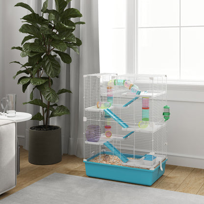 6 Tier Hamster Cage with Twin Tower and Accessories, Light Blue