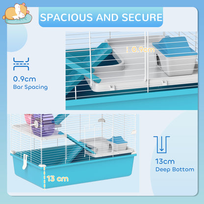 6 Tier Hamster Cage with Twin Tower and Accessories, Light Blue