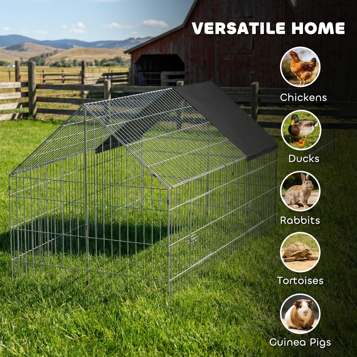 Rabbit Run, Pet Playpen w/ Protective Cover, 180 x 75 x 75 cm, Black