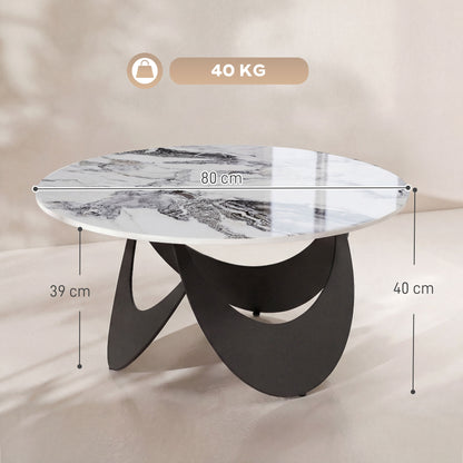 Coffee Table Sintered Stone Top White and Black