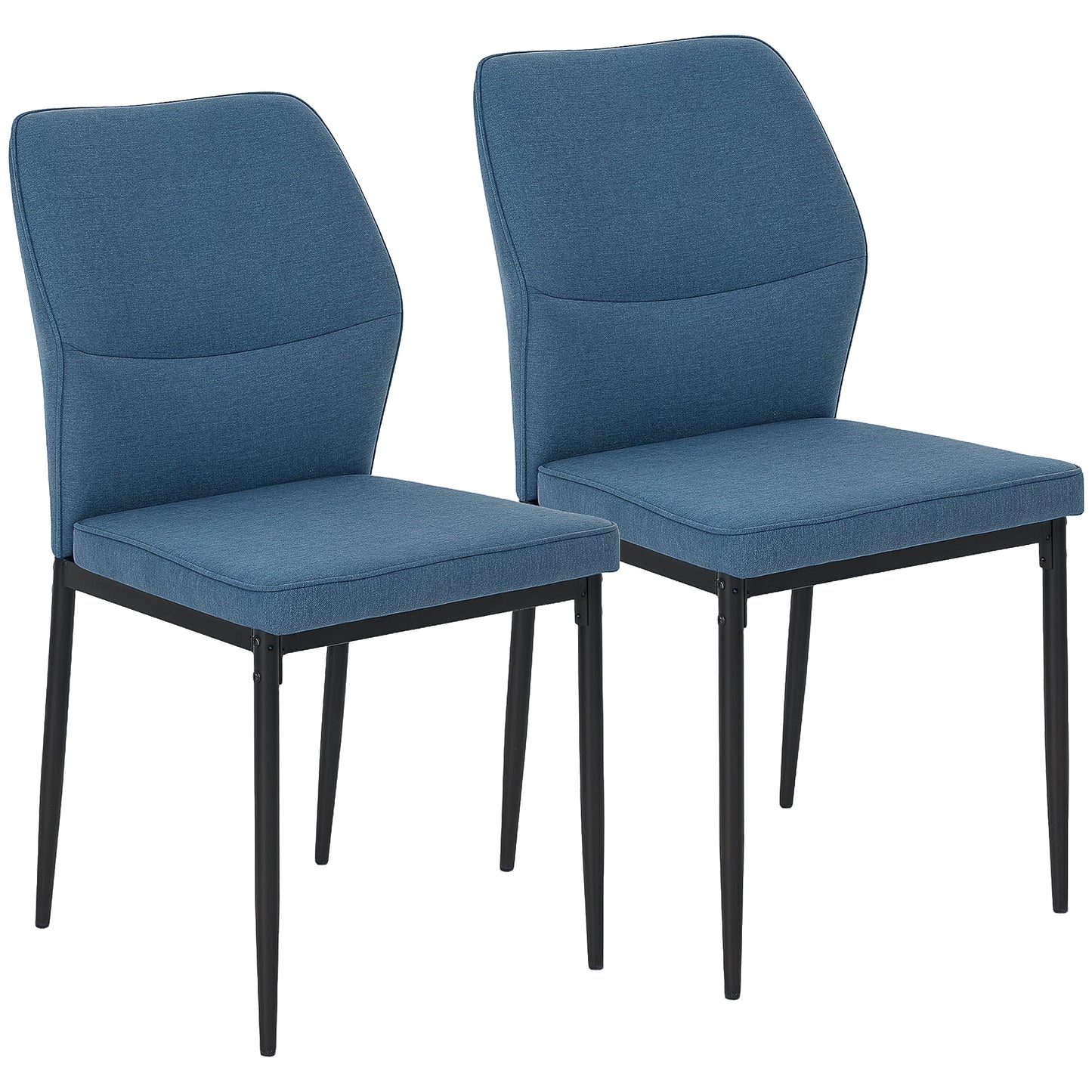 Set of 2 Dining Chairs with Curved Back Padded Seat for Kitchen Blue