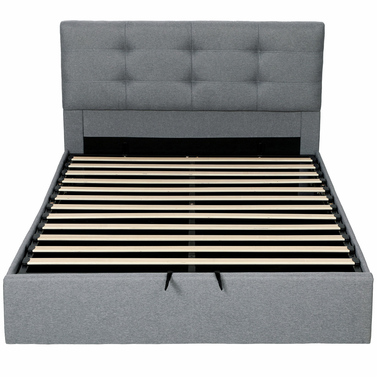 5ft King Storage Bed Frame, Grey Upholstered Ottoman Bed