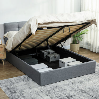 Upholstered Ottoman Bed, 5ft King Storage Bed Frame, Grey