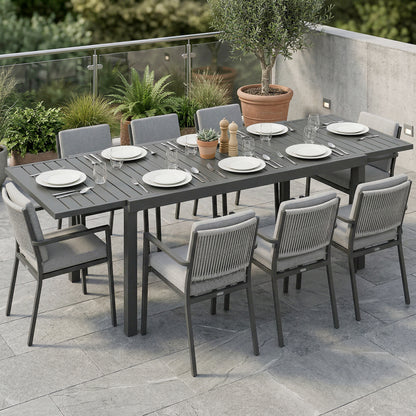 Extending Garden Table for 6-8, Outdoor Dining Table, Dark Grey