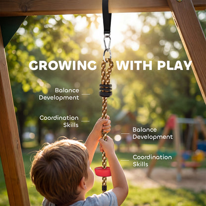 Climbing Rope, Kids Tree Swing Kit with Disc Swings Seat, Red