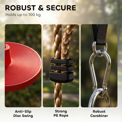 Climbing Rope, Kids Tree Swing Kit with Disc Swings Seat, Red