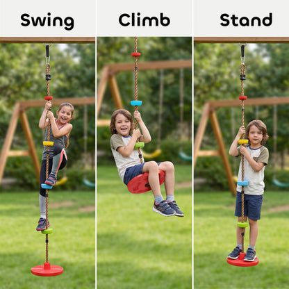 Climbing Rope, Kids Tree Swing Kit with Disc Swings Seat, Red
