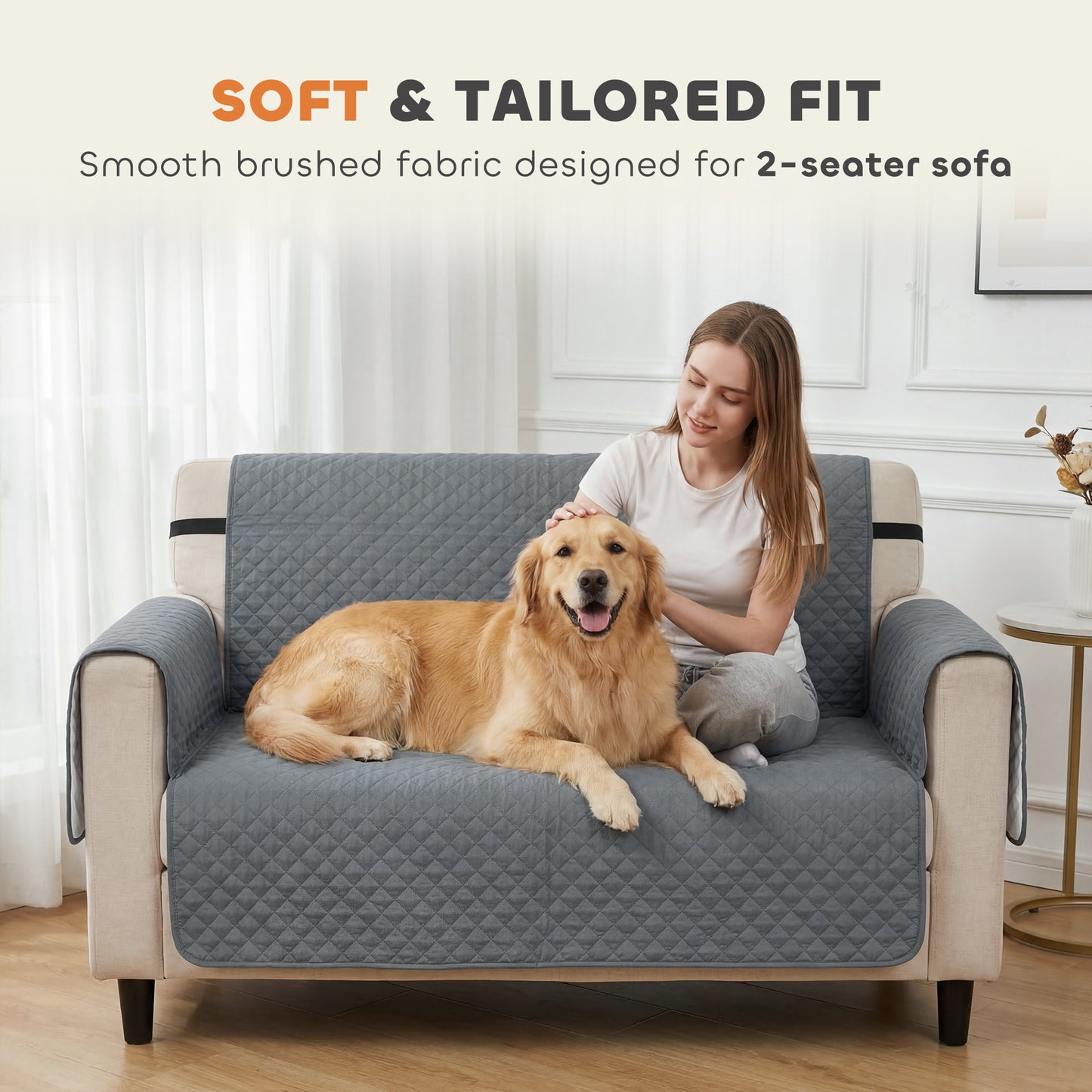 Waterproof Sofa Cover 2 Seater, Soft Couch Cover for Dogs Cats Pets