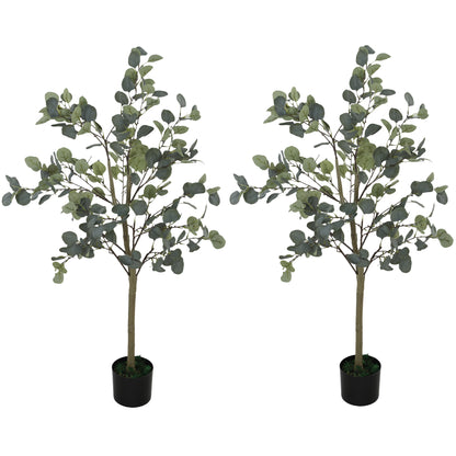 2 Pack Artificial Plants, Faux Silk Eucalyptus Trees, 120cm