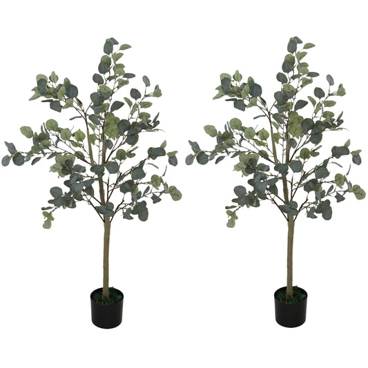 2 Pack Artificial Plants, Faux Silk Eucalyptus Trees, 120cm