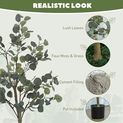 2 Pack Artificial Plants, Faux Silk Eucalyptus Trees, 120cm