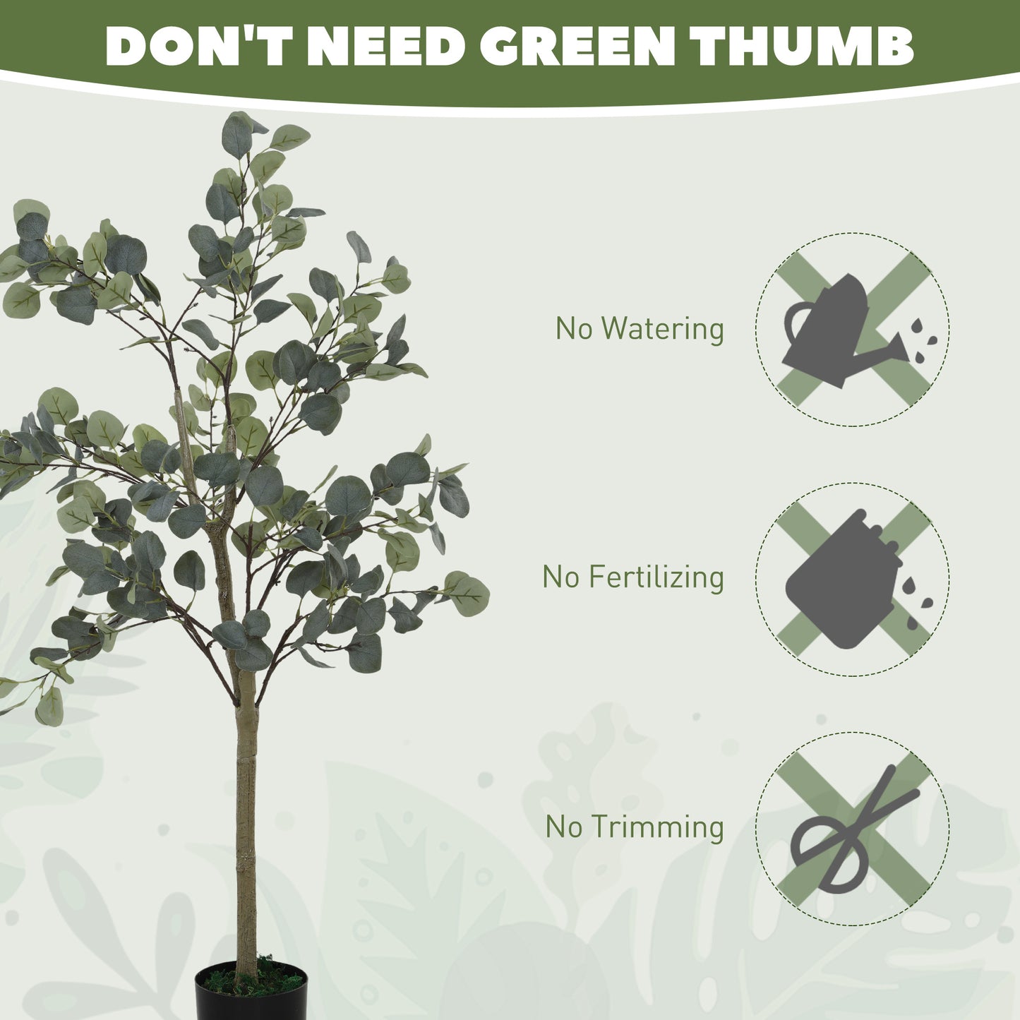 2 Pack Artificial Plants, Faux Silk Eucalyptus Trees, 120cm