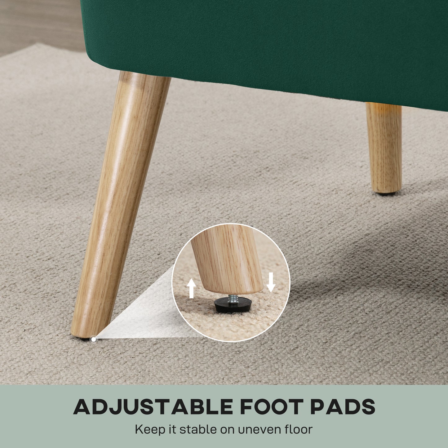 46" Loveseat Sofa 2 Seater Sofa with Padded Seat, Dark Green