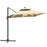 3m Cantilever Roma Parasol Adjustable Garden Sun Umbrella with Solar LED, Tilt and Crank Handle, Cross Base for Lawn, Khaki