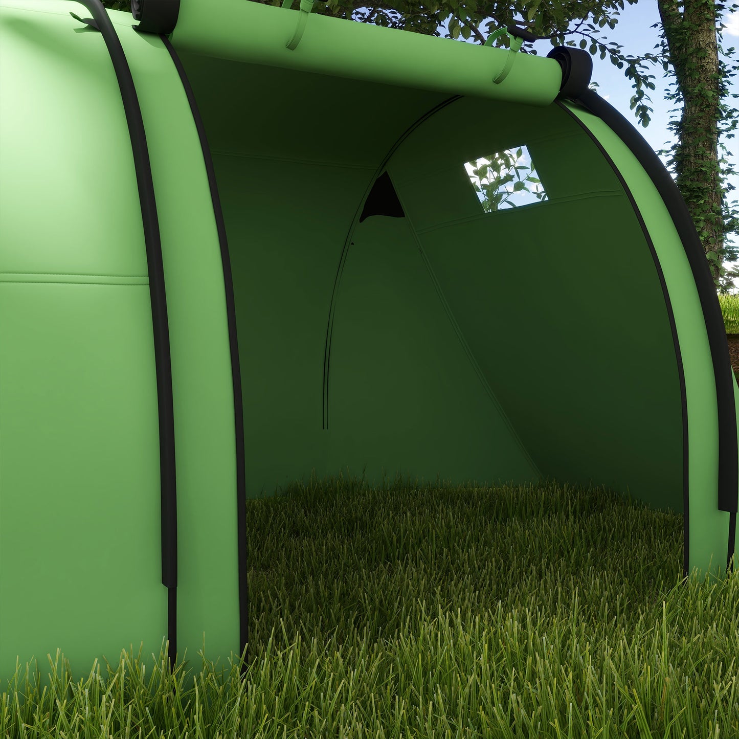 2 Room Camping Family Tent for 3-4 Man, 3000mm Waterproof, Green
