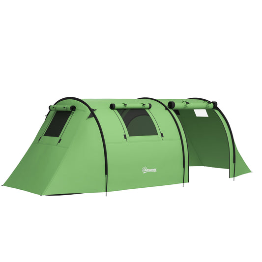 2 Room Camping Family Tent for 3-4 Man, 3000mm Waterproof, Green