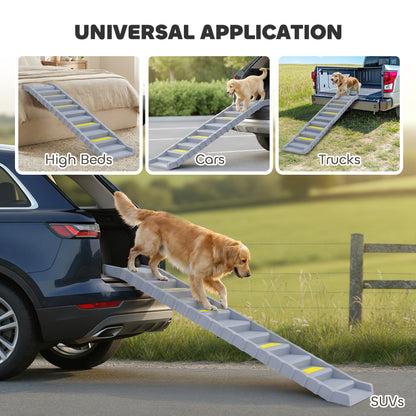 Foldable Dog Ramp for Car, Non-Slip Dog Stairs for SUVs Truck, Grey