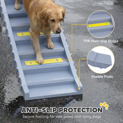 Foldable Dog Ramp for Car, Non-Slip Dog Stairs for SUVs Truck, Grey