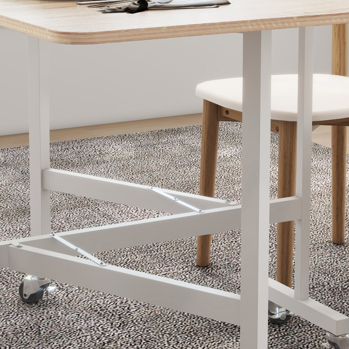 Drop Leaf Table with Wheels Folding Dining Table for Small Spaces, Nature