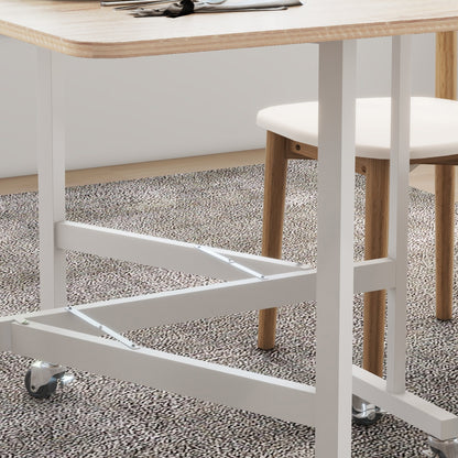Drop Leaf Table with Wheels Folding Dining Table for Small Spaces, Nature
