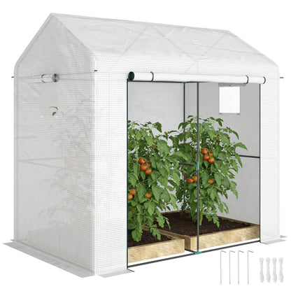Walk-in Greenhouse, Green House with Mesh Windows, White
