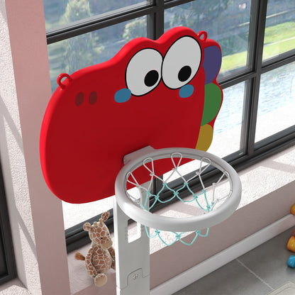 5-in-1 Basketball Set with Adjustable 96-130 cm Height, Red