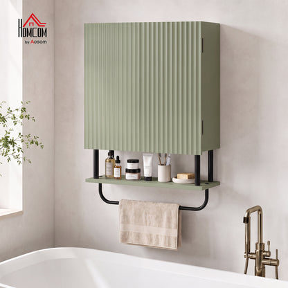 Modern Bathroom Wall Cabinet with 2 Wavy Doors Green