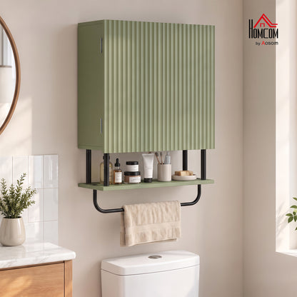 Modern Bathroom Wall Cabinet with 2 Wavy Doors Green