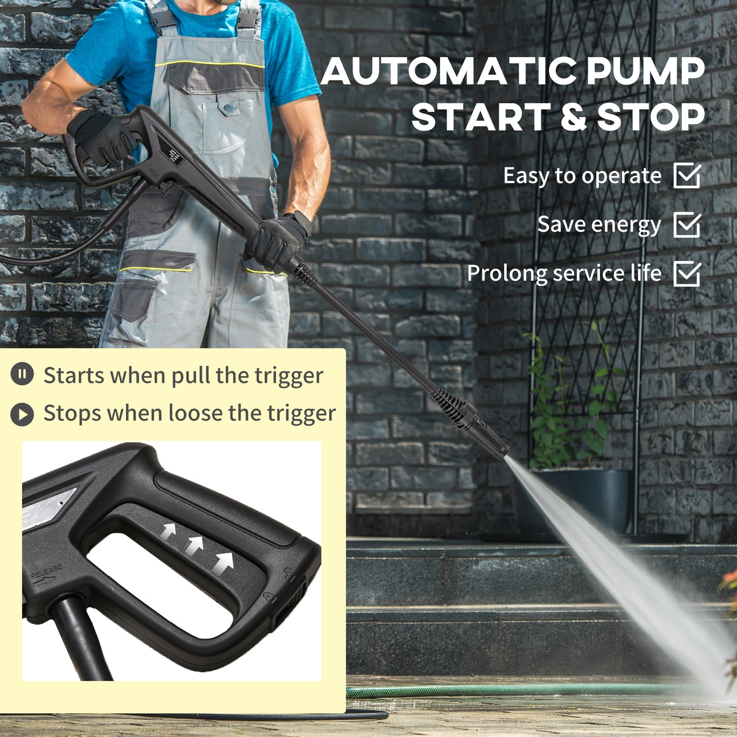 Portable Power Washer 1800W, 150 Bar, 510 L/h for Garden, Car, Green