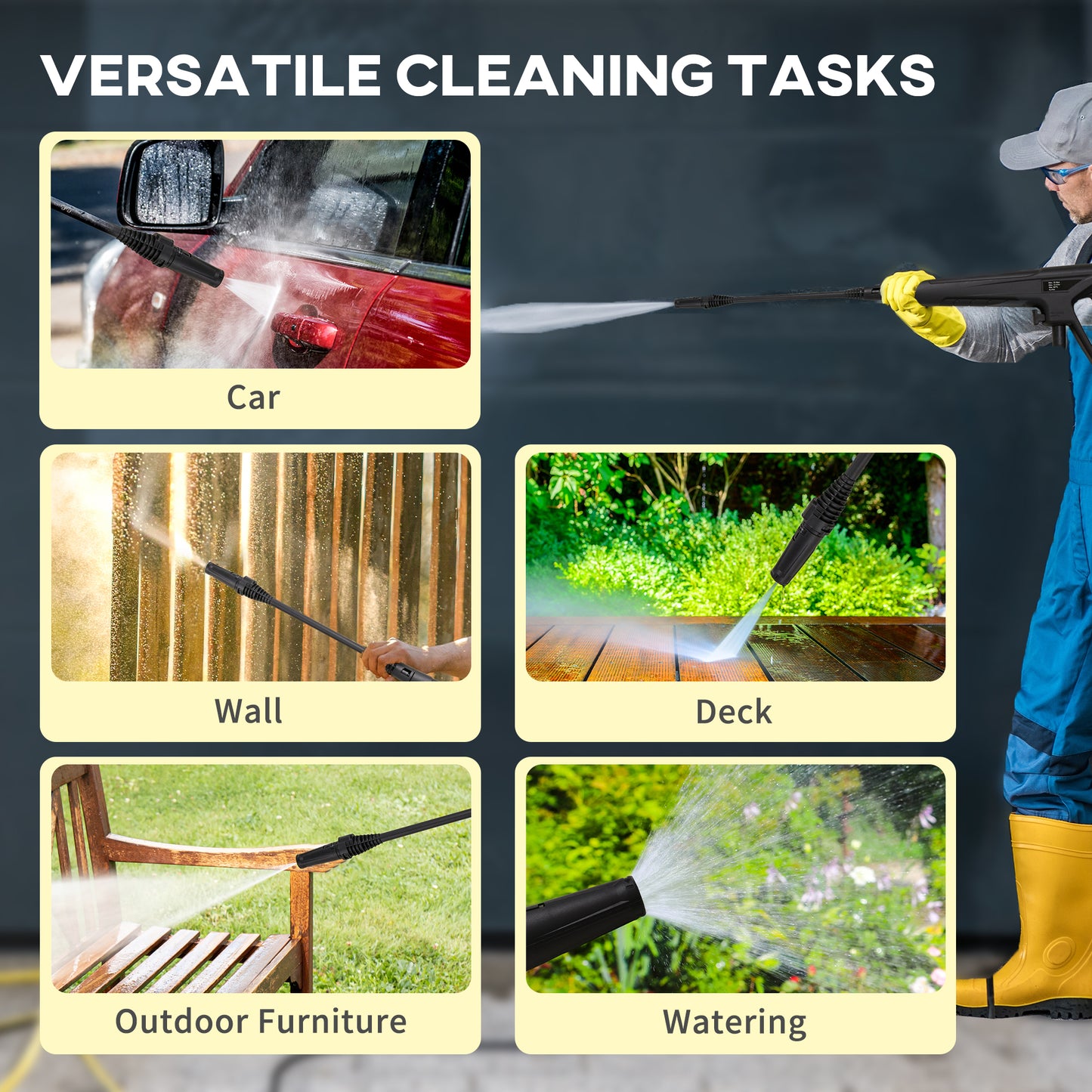 Portable Power Washer 1800W, 150 Bar, 510 L/h for Garden, Car, Green