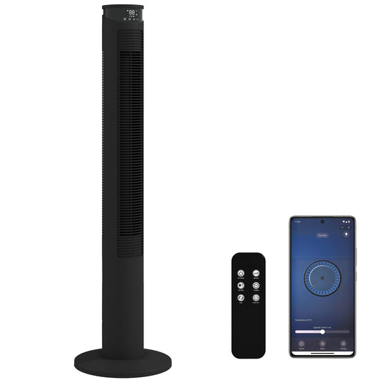 Tower Fan with WiFi Control 116 cm Black