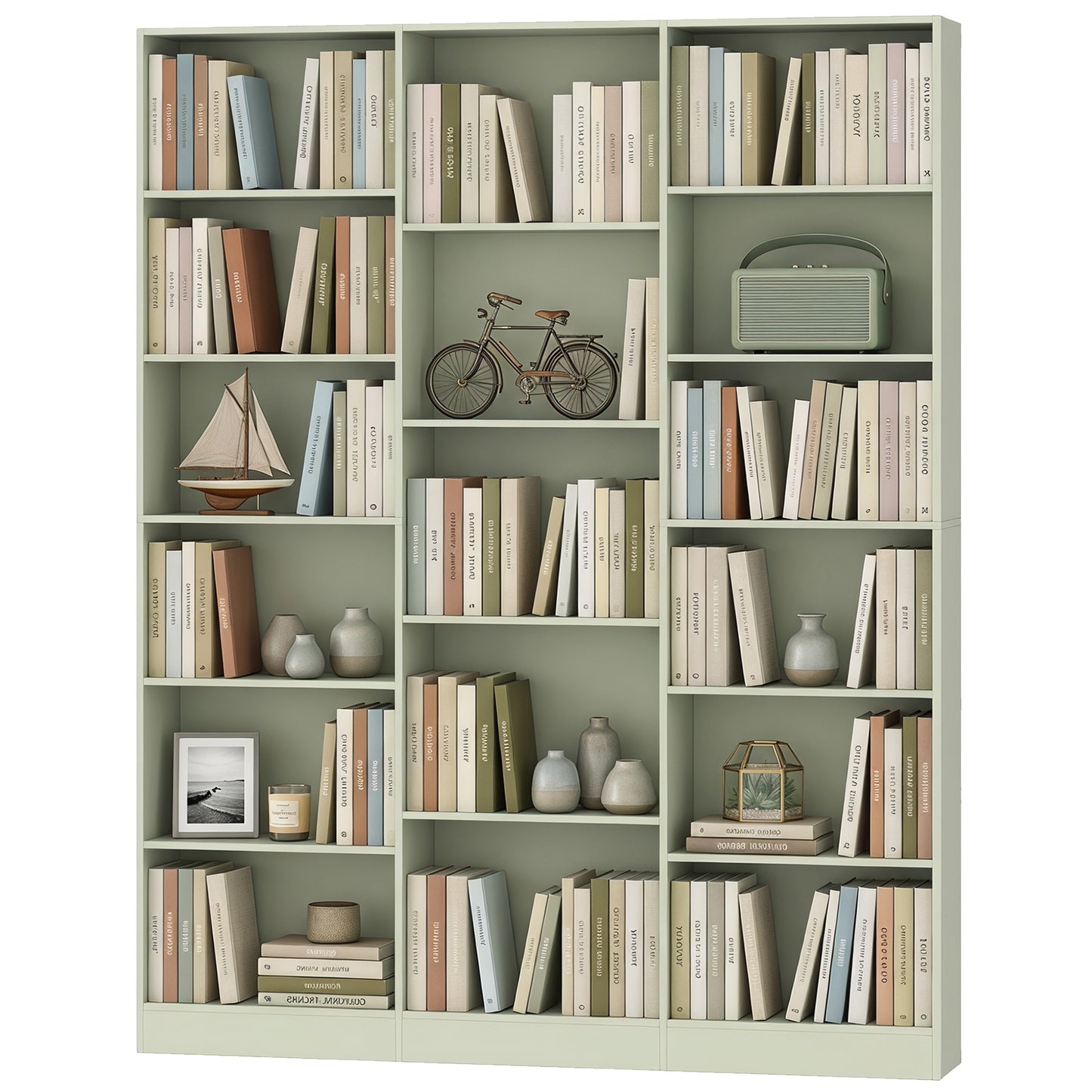 Bookcase Freestanding Open Storage Shelf with 17 Compartments