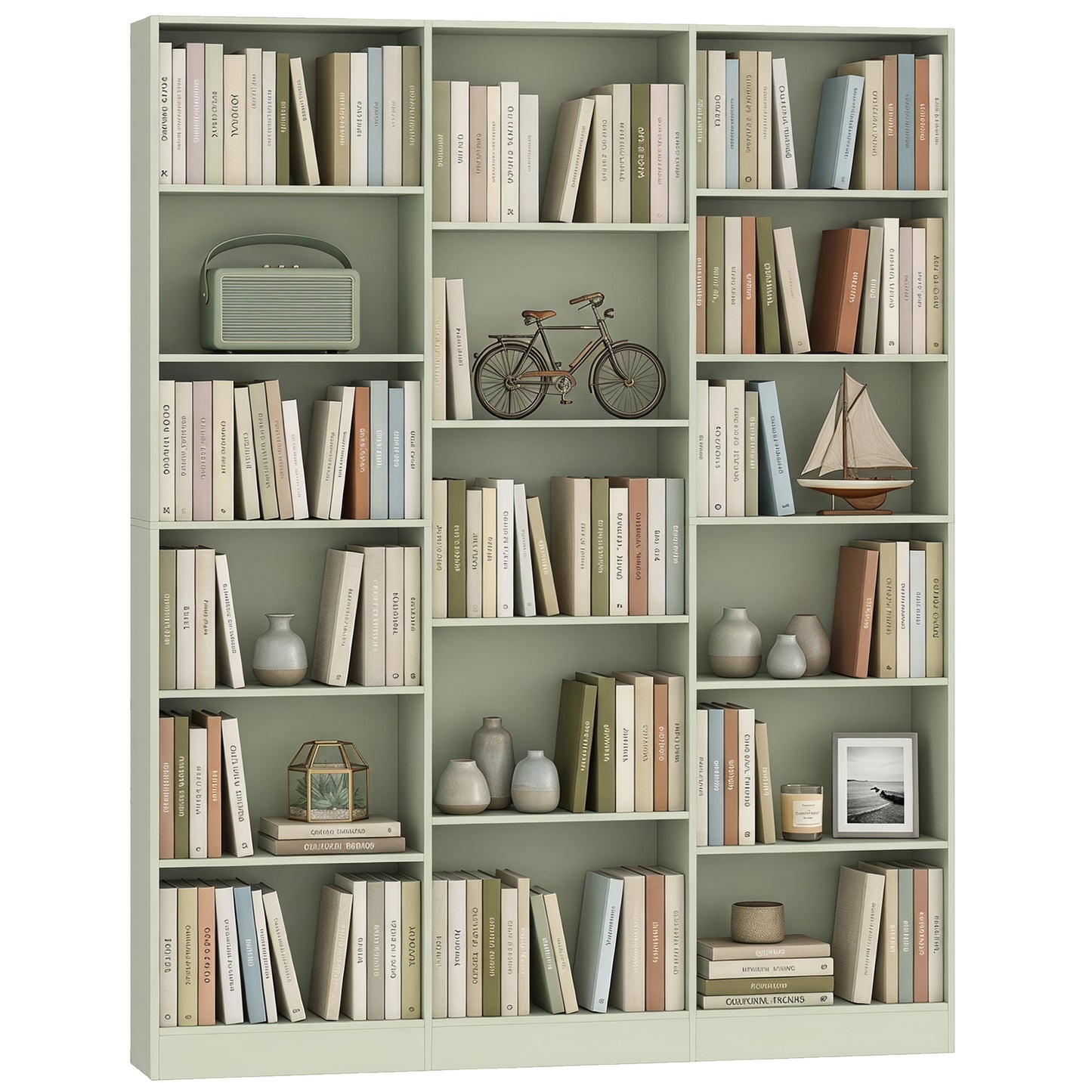 Bookcase Freestanding Open Storage Shelf with 17 Compartments