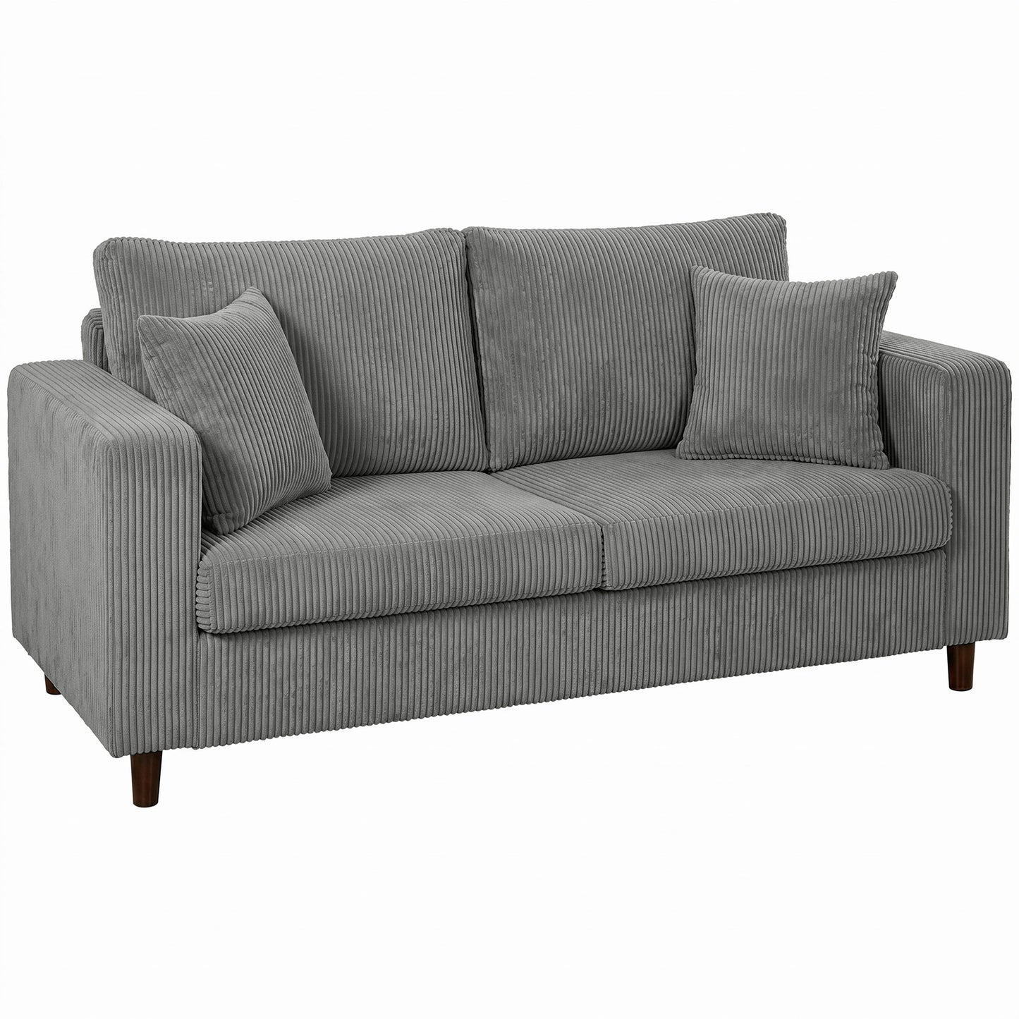 Loveseat Sofa with Wide Seat, Corduroy Upholstered, Light Grey